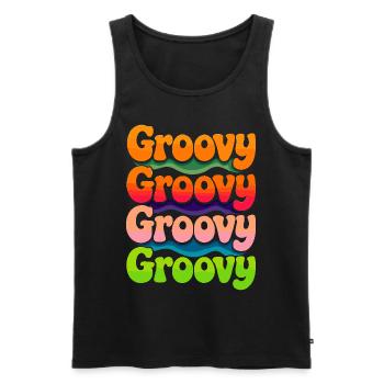 Groovy Hippie 70s 1970s 60s Party - Men's Premium Organic Tank Top - black - Front - AI Model Male 178 light (178cm)