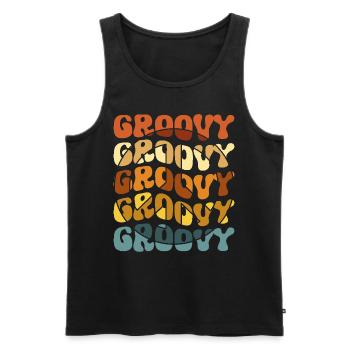 Groovy Hippie 70s 1970s 60s Party - Men's Premium Organic Tank Top - black - Front - AI Model Male 178 light (178cm)