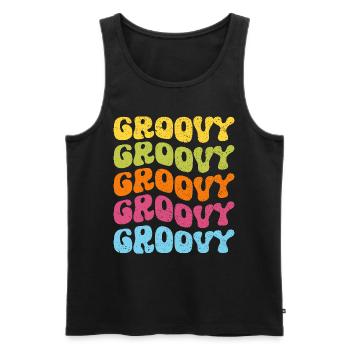 Groovy Hippie 70s 1970s 60s Party - Men's Premium Organic Tank Top - black - Front - AI Model Male 178 light (178cm)