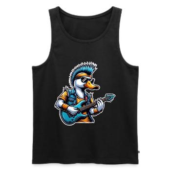 Ente Rock and Roll Gitarrist - Männer Premium Bio Tank Top - Schwarz - Vorne - Michal (187cm)