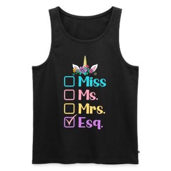 Female Lawyer Miss Ms. Mrs. Esq. Graphic for - Men's Premium Organic Tank Top - black - Front - Michal (187cm)