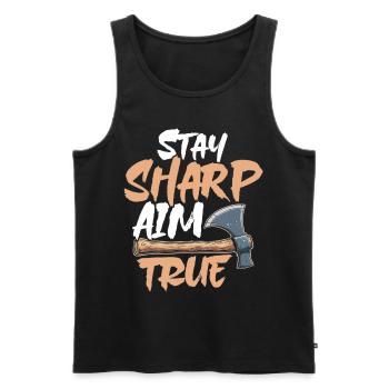 Axt Werfen Axt Werfer Axe Throwing - Männer Premium Bio Tank Top - Schwarz - Vorne - AI Model Male 178 light (178cm)