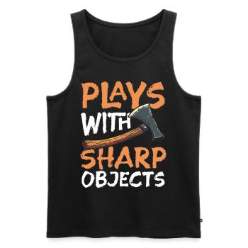 Axt Werfen Axt Werfer Axe Throwing - Männer Premium Bio Tank Top - Schwarz - Vorne - AI Model Male 178 light (178cm)