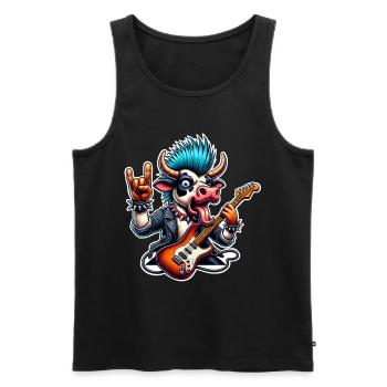 Kuh Rock and Roll Guitarist - Men's Premium Organic Tank Top - black - Front - Michal (187cm)