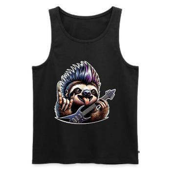 Sloth Rock and Roll Guitarist - Men's Premium Organic Tank Top - black - Front - Michal (187cm)