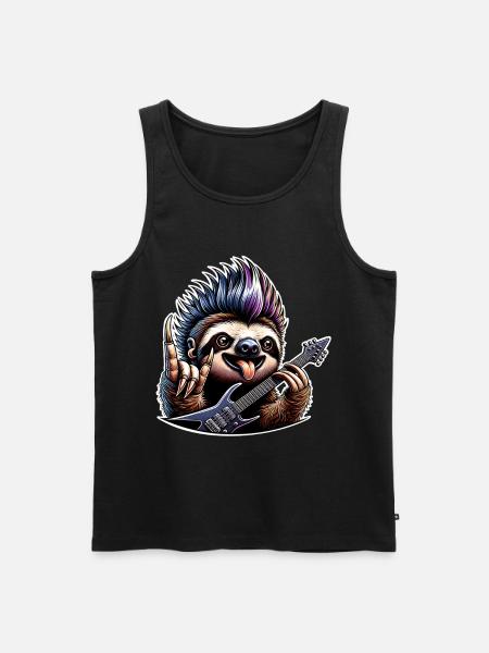 Sloth Rock and Roll Guitarist - Men's Premium Organic Tank Top - black