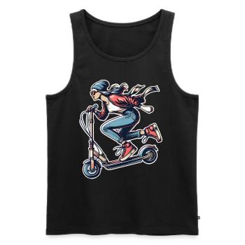 E-Scooter E-Roller Frau Scooter - Männer Premium Bio Tank Top - Schwarz - Vorne - AI Model Male 178 light (178cm)
