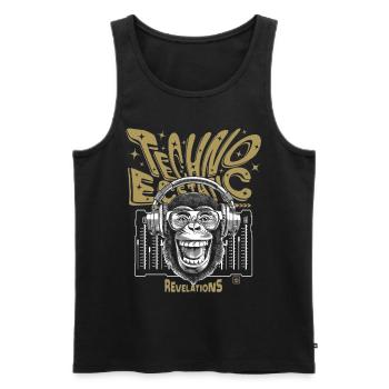 Monkey Techno: Ecstatic Sound and Revelations Shirt - Men's Premium Organic Tank Top - black - Front - AI Model Male 178 light (178cm)