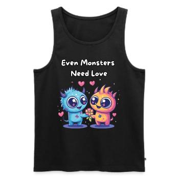 Even Monsters Need Love - Süße Monster - Männer Premium Bio Tank Top - Schwarz - Vorne - AI Model Male 178 light (178cm)
