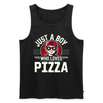 Pizza, just a boy who loves pizza - Männer Premium Bio Tank Top - Schwarz - Vorne - Michal (187cm)