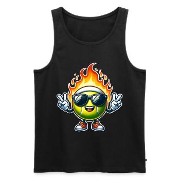 Flammes de boule de feu de tennis - Débardeur bio Premium Homme - noir - Devant - Michal (187cm)