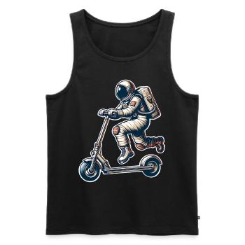 E-Scooter E-Roller Tretroller Astronaut - Männer Premium Bio Tank Top - Schwarz - Vorne - AI Model Male 178 light (178cm)