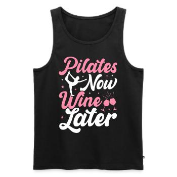 Pilates Now Vin Plus tard Boire du vin Buveur Yoga - Débardeur bio Premium Homme - noir - Devant - Michal (187cm)