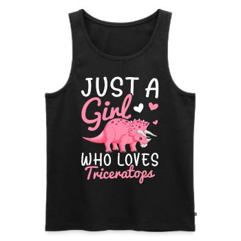 Mädchen, das Triceratops liebt - Männer Premium Bio Tank Top - Schwarz - Vorne - Michal (187cm)
