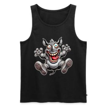 Rhino fou style bande dessinée Motif animal drôle - Débardeur bio Premium Homme - noir - Devant - Michal (187cm)