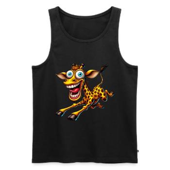Girafe folle style bande dessinée motif animal drôle - Débardeur bio Premium Homme - noir - Devant - Michal (187cm)