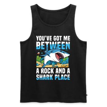 You’ve Got Me Between A Rock And A Shark Place - Männer Premium Bio Tank Top - Schwarz - Vorne - AI Model Male 178 light (178cm)