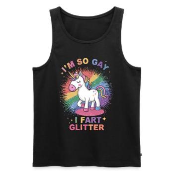I'm so Gay Unicorn für Schwule - Männer Premium Bio Tank Top - Schwarz - Vorne - Michal (187cm)