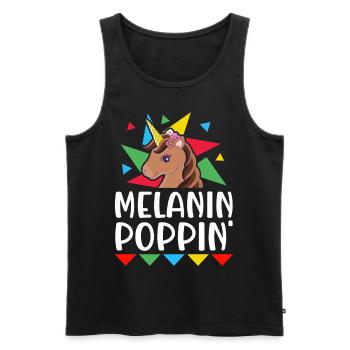 Melanin Poppin Brown Skin Black History - Men's Premium Organic Tank Top - black - Front - AI Model Male 178 light (178cm)