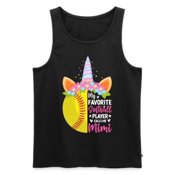 My favorite softball player calls me Mimi - Men's Premium Organic Tank Top - black - Front - AI Model Male 178 light (178cm)