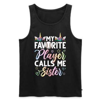 Softball Meine Lieblingsspielerin nennt mich - Männer Premium Bio Tank Top - Schwarz - Vorne - Michal (187cm)