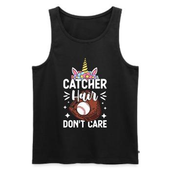 Catcher Hair Don't Care Softball Girl Illustration - Männer Premium Bio Tank Top - Schwarz - Vorne - Michal (187cm)