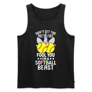 Ich bin ein Softball-Biest Softball-Mädchen - Männer Premium Bio Tank Top - Schwarz - Vorne - Michal (187cm)