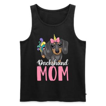 Teckel Maman Chien Maman Design graphique pour - Débardeur bio Premium Homme - noir - Devant - AI Model Male 178 light (178cm)