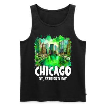 Célébration de la Saint-Patrick sur la rivière Chicago - Débardeur bio Premium Homme - noir - Devant - Michal (187cm)