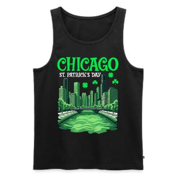 Rivière Chicago Fête de la Saint-Patrick - Débardeur bio Premium Homme - noir - Devant - AI Model Male 178 light (178cm)
