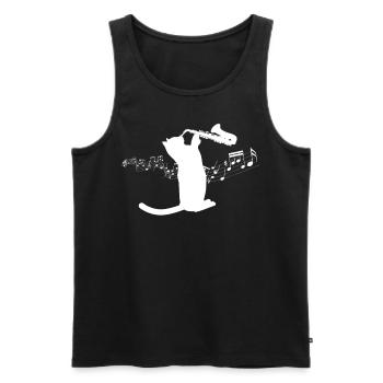 Saxophone Cat - Men's Premium Organic Tank Top - black - Front - Michal (187cm)