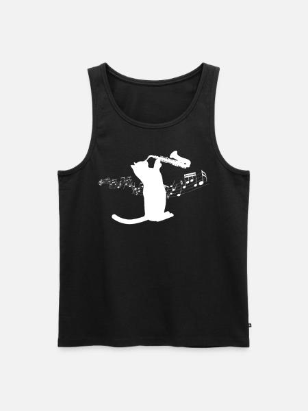 Saxophone Cat - Men's Premium Organic Tank Top - black