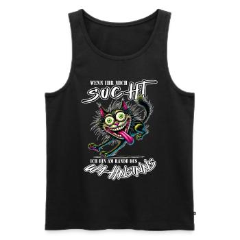 Chat fou au bord de la folie style bande dessinée - Débardeur bio Premium Homme - noir - Devant - Michal (187cm)