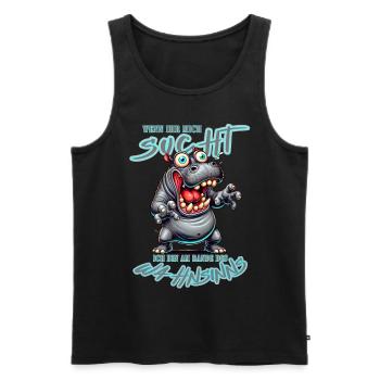 Hippopotame fou au bord de la folie style bande dessinée - Débardeur bio Premium Homme - noir - Devant - Michal (187cm)