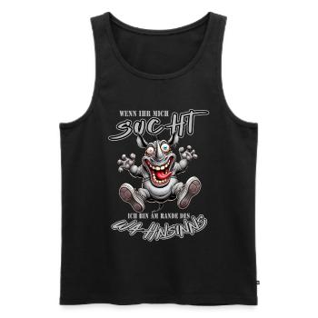 Rhinocéros fou au bord de la folie style bande dessinée - Débardeur bio Premium Homme - noir - Devant - Michal (187cm)