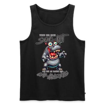 Hippopotame fou au bord de la folie style bande dessinée - Débardeur bio Premium Homme - noir - Devant - Michal (187cm)