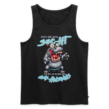 Rhinocéros fou au bord de la folie style bande dessinée - Débardeur bio Premium Homme - noir - Devant - Michal (187cm)