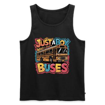 Just a Boy Who Loves Buses for Bus Lovers für - Männer Premium Bio Tank Top - Schwarz - Vorne - Michal (187cm)