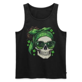 St Patricks Day Totenkopf - Männer Premium Bio Tank Top - Schwarz - Vorne - AI Model Male 178 light (178cm)