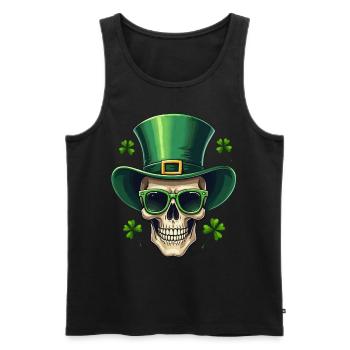 St Patricks Day Irischer Totenkopf - Männer Premium Bio Tank Top - Schwarz - Vorne - AI Model Male 178 light (178cm)