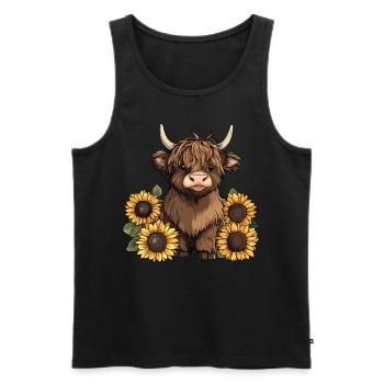Vache Highland mignonne - Débardeur bio Premium Homme - noir - Devant - Michal (187cm)