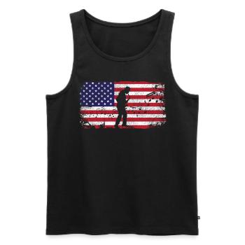 Saxophones American Flag - Men's Premium Organic Tank Top - black - Front - Michal (187cm)