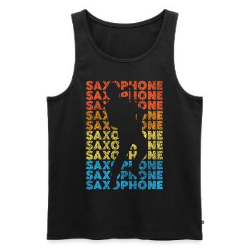 Saxophone Retro Vintage Saxophone - Männer Premium Bio Tank Top - Schwarz - Vorne - Michal (187cm)
