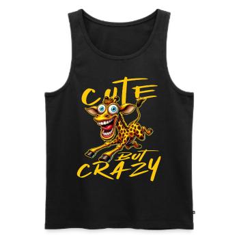Mignon mais fou girafe style bande dessinée motif drôle - Débardeur bio Premium Homme - noir - Devant - Michal (187cm)