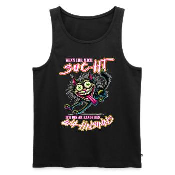 Chat fou au bord de la folie, style bande dessinée - Débardeur bio Premium Homme - noir - Devant - Michal (187cm)
