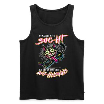 Chat fou au bord de la folie style bande dessinée - Débardeur bio Premium Homme - noir - Devant - Michal (187cm)