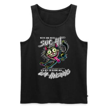 Cat on the Edge of Madness Comic Style - Men's Premium Organic Tank Top - black - Front - AI Model Male 178 light (178cm)