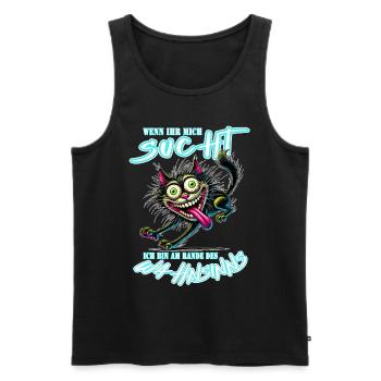 Chat fou au bord de la folie style bande dessinée - Débardeur bio Premium Homme - noir - Devant - Michal (187cm)