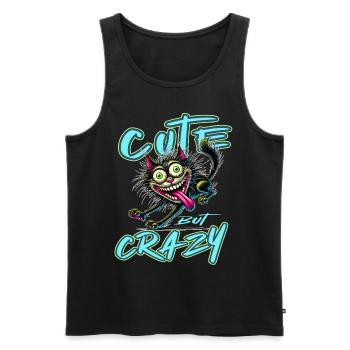 Chat mignon mais fou style bande dessinée Motif drôle - Débardeur bio Premium Homme - noir - Devant - Michal (187cm)