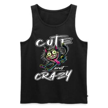 Chat mignon mais fou style bande dessinée Motif drôle - Débardeur bio Premium Homme - noir - Devant - Michal (187cm)